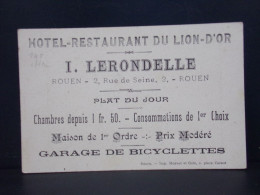 140 CHROMOS . PUBLICITE . HOTEL RESTAURANT DU LION D OR . I. LERONDELLE . ROUEN . 2 RUE DE LA SEINE. Mme SAN GENE - Advertising