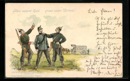 Lithographie Soldaten Mit Feldarzt, 1. Weltkrieg  - Guerre 1914-18