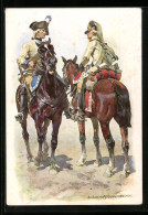 Künstler-AK Anton Hoffmann - München: Hist. Uniformen Des Bayer. 2. Chevauleger-Reg. Taxis, Dragoner & Cuirassier  - Régiments