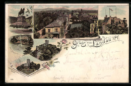 Lithographie Landau /Pfalz, Trifels, Bad Gleisweiler, Madenburg  - Landau