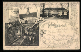 AK Königsbrück, Partie Am Schlosspark, Portal, Schloss  - Koenigsbrueck