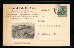 AK Hamburg-Barmbeck, Conrad Scholtz A.-G., Fabrik Für Lederwaren, Berthastrasse 18-33  - Noord