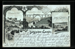 Lithographie Burg A. D. Wupper, Schloss Burg, Kaiser-Wilhelm-Brücke, Thalsperre  - Andere & Zonder Classificatie