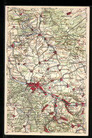Künstler-AK Eisenach, Landkarte Umgebung, Wona-Karte  - Carte Geografiche