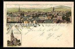 Lithographie Giessen, Teilansicht, Johannes-Kirche  - Giessen