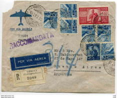 Democratica Lire 100 (I° Lastra) N. 565 Su Busta Racc. Via Aerea Per L'Argentin - 1946-60: Poststempel