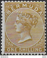 1893 Bermuda Vittoria 1s. Yellow-brown MH SG N. 29 - Autres & Non Classés