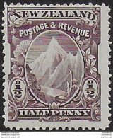 1898 New Zealand Mount Cook ½d. Purple-brown MH SG N. 246 - Autres & Non Classés