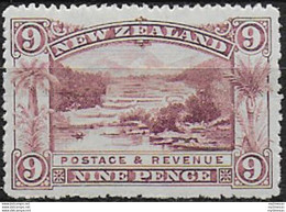 1898 New Zealand Pink Terrace Rotomahana 9p. Purple MH SG N. 256 - Other & Unclassified