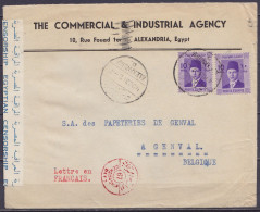 Egypte - Env. "the Commercial & Industrial Agency" Affr. 2x 10m Càd ALEXANDRIA /14 OC 1939 Pour Papeteries De GENVAL - C - Brieven En Documenten