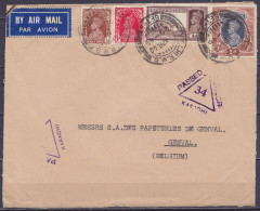 Inde - Env. Par Avion Affr. 1R5½A Càpt DELHI R.M.S. /1 APR 1940 Pour Papeteries De GENVAL Belgium - Cachets Censure "PAS - 1936-47  George VI