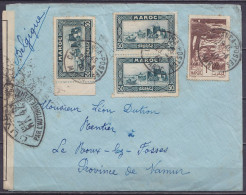 Maroc - Env. Affr. 3x N°139 + N°182 Càd CASABLANCA-POSTES /29-4-1940/ MAROC Pour LE ROUX Fosses-la-Ville Belgique  - Ban - Weltkrieg 1939-45 (Briefe U. Dokumente)