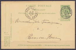 EP CP 5c Vert (type N°56) Càd VILLERS-LE-GAMBON /4 OCT 1905 Pour HAM-SUR-HEURE - Postkarten 1871-1909