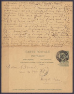 EP CP Avec Partie 'réponse' 5c Vert-gris (type N°56) Càd BRUGES (STATION) /22 OCTO 1898 Pour HEYST S/mer (aller) + Càd H - Vorausbezahlte Antwortkarten