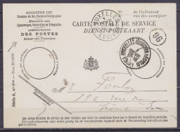 Carte Postale De Service "Ministère Des Chemins De Fer, Postes Et Télégraphes" Càd "BRUXELLES (QUARTIER LEOPOLD /1 FEVR  - Franchigia