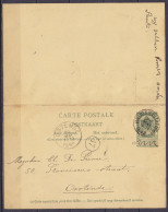 EP CP Avec Partie 'réponse' 5c Vert-gris (type N°56) Càd BRUGES (STATION) /20 MAI 1899 Pour OOSTENDE (aller) + Càd OSTEN - Reply Paid Cards