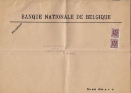 Bande D'imprimé "Banque Nationale De Belgique" Affr. Paire Verticale PREO 3c Houyoux [BRUXELLES /1929/ BRUSSEL] Pour E/V - Typo Precancels 1922-31 (Houyoux)