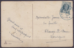 CP Fantaisie Affr. N°193 (abimé) Càd Bleu HORRUES /6 I 1928 Pour LOUVIGNIES - 1922-1927 Houyoux