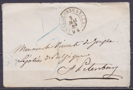 Env. Càd IXELLES (BRUXELLES) /2 MAI 1865 Pour Vicomte De Jonghe Légation De Belgique à ST-PETERSBOURG (Russie) Port "1"/ - 1865-1866 Profilo Sinistro