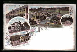 Lithographie Oberhof, Domainen Gasthof, Kurhaus, Obere Schweizerhütte  - Oberhof