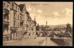 AK Auerbach I. V., Schulstrasse Mit Kirchturmspitze  - Auerbach (Vogtland)