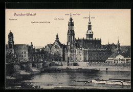 AK Dresden, Blick Auf Die Altstadt, Ständehaus, Kgl. Schloss Und Friedrich August Brücke  - Dresden