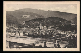 AK Eberbach A. Neckar, Ortsansicht Mit Brücke Und Flusslauf  - Eberbach