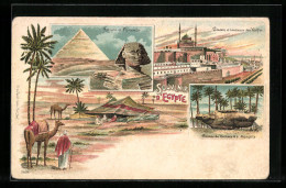 Lithographie Memphis, Sphynx Et Pyramide, Colosse De Ramses II  - Altri & Non Classificati