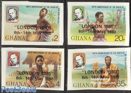 Ghana 1980 London 1980 4v, Imperforated, Mint NH, Performance Art - Music - Musical Instruments - Sir Rowland Hill - Musique