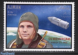 Ajman 1969 Y. Gagarin, Overprint 1v, Mint NH, Transport - Space Exploration - Ajman