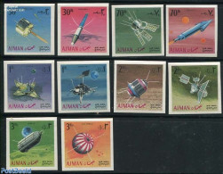 Ajman 1968 Space Exploration 10v Imperforated, Mint NH, Transport - Space Exploration - Ajman