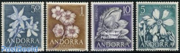 Andorra, Spanish Post 1966 Definitives, Flowers 4v, Mint NH, Nature - Flowers & Plants - Unused Stamps