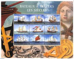 Congo Dem. Republic, (zaire) 2001 Historical Ships 9v M/s, Mint NH, History - Transport - History - Ships And Boats - Bateaux