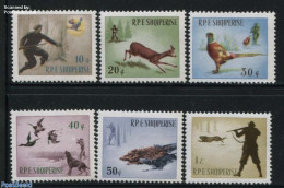 Albania 1965 Hunting Scenes 6v, Mint NH, Nature - Animals (others & Mixed) - Birds - Deer - Dogs - Hunting - Poultry -.. - Albanie