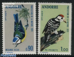 Andorra, French Post 1973 Birds 2v, Mint NH, Nature - Birds - Woodpeckers - Unused Stamps