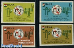 Ghana 1965 I.T.U. Centenary 4v Imperforated, Mint NH, Science - Various - Telecommunication - I.T.U. - Télécom