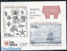 French Polynesia 1991 Philanippon S/s, Mint NH, Nature - Transport - Shells & Crustaceans - Ships And Boats - Ungebraucht