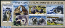 French Antarctic Territory 2010 Seals S/s, Mint NH, Nature - Transport - Animals (others & Mixed) - Sea Mammals - Ship.. - Ungebraucht