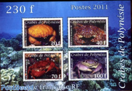 French Polynesia 2011 Crabs 4v M/s, Mint NH, Nature - Shells & Crustaceans - Crabs And Lobsters - Unused Stamps