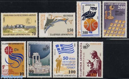 Greece 1995 Mixed Issue 8v, Mint NH, History - Nature - Science - Sport - Flags - World War II - Owls - Sea Mammals - .. - Ongebruikt