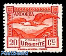 Andorra, Spanish Post 1937 Express Mail, Lammergeyer Without Control Numb. 1v, Unused (hinged), Nature - Birds - Birds.. - Neufs
