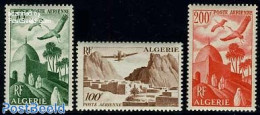 Algeria 1949 Airmail Definitives 3v, Mint NH, Nature - Transport - Birds - Aircraft & Aviation - Unused Stamps