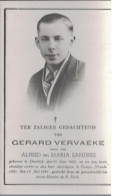 2405-01k Gerard Vervaeke Deerlijk 1922 - Kortstondige Ziekte Camye (fr) 1941 - Images Religieuses