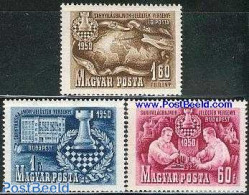Hungary 1950 Chess Candidates Tournament 3v, Mint NH, Sport - Various - Chess - Maps - Neufs