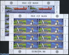 Isle Of Man 1988 Europa Transport 2 M/ss, Mint NH, History - Science - Transport - Europa (cept) - Telecommunication -.. - Télécom