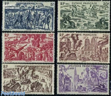 French Guyana 1946 From Chad To Rhine 6v, Mint NH, History - Nature - Transport - Militarism - World War II - Camels -.. - Militaria