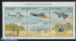 Uganda 1998 Aeroplanes 6v M/s (6x600), Mint NH, Transport - Helicopters - Aircraft & Aviation - Hélicoptères