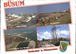 72367106 Buesum Nordseebad Alter Hafen Korbstrand Fischereihafen Segelboot Lufta - Büsum
