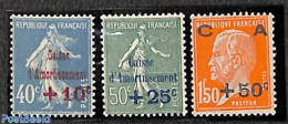 France 1927 Amortissement Overprints 3v, Unused (hinged), Science - Chemistry & Chemists - Nuovi