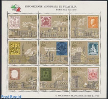 Italy 1985 Italia 85 Expo 9v M/s, Mint NH, Stamps On Stamps - Art - Architecture - Other & Unclassified